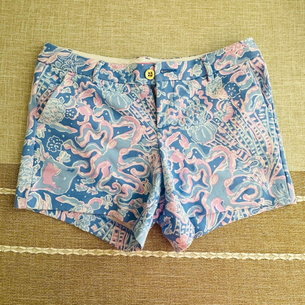 Lilly Pulitzer Callahan Knit Blue and Pink Colorful Shorts - Picture 2 of 8